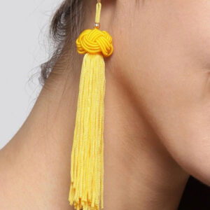 Sunny Yellow Knot Tassel Earrings