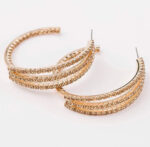 Triple-Row Glitter Hoop Earrings