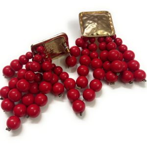 Scarlet Beaded Cascade Earrings