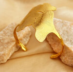 Ginkgo Gold Open Cuff Bracelet