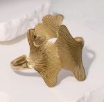 Ginkgo Gold Open Cuff Bracelet