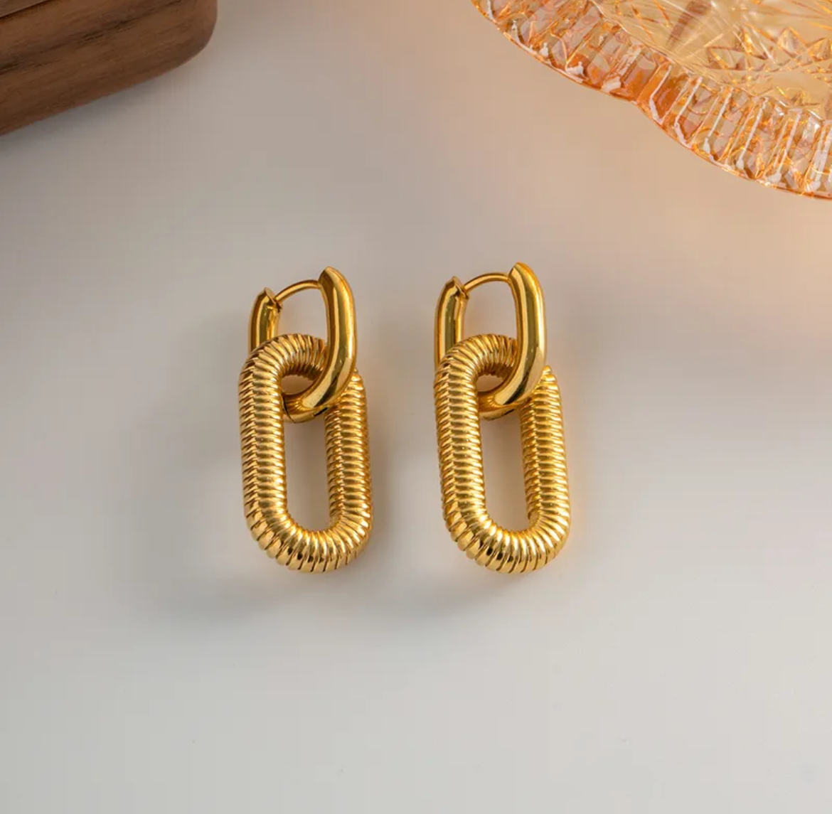 Bold Link Gold Earrings