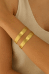Dual Band Hammered Gold Cuff Bracelet