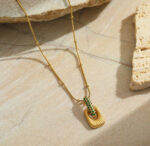 Necklace With Green Stone Accents