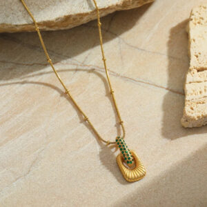 Necklace With Green Stone Accents