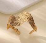 Gold Wave Hammer Look Cuff Bracelet
