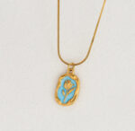 Blue Rose Bloom Pendant Necklace