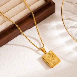 Golden Book Locket Necklace