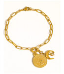 Celestial Coin & Crescent Charm Bracelet