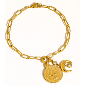 Celestial Coin & Crescent Charm Bracelet