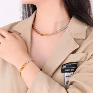 Celeste Gold-Plated Chain & Crystal Bracelet