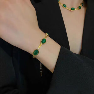 Emerald Charm Gold Bracelet