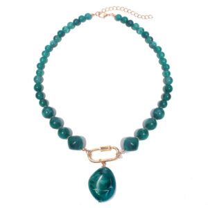 Aurora Teal Beaded Pendant Necklace
