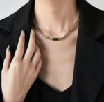 Aurora Emerald Accent Gold Chain Necklace