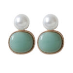 Aqua Pearl Duo Stud Earrings