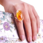Oval Amber Cocktail Ring
