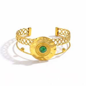 Verdant Oracle Hammered Cuff Bracelet