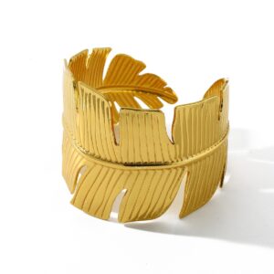 Golden Palm Leaf Statement Cuff