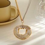 Iridescent Eclipse Abstract Pendant Necklace