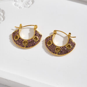 Royal Amethyst Heart Hoops