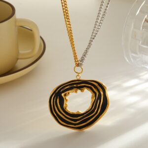 Midnight Eclipse Abstract Pendant Necklace