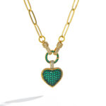 Emerald Sparkle Heart  Necklace