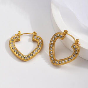 Glimmering Heart Pavé Hoops