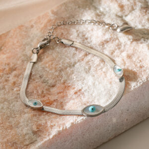 Silver Sentinel Evil Eye Bracelet