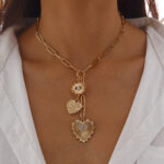 Sacred Hearts Charm Paperclip Necklace
