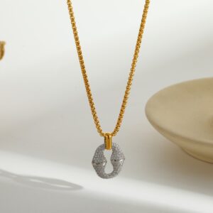 Diamond-Encrusted Orbital Pendant Necklace