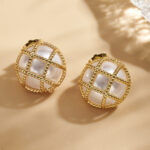 Golden Cage Pearl Studs