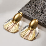 Aurora Tri-Tone Sculptural Fan Earrings