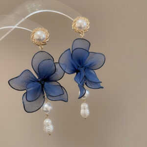 Midnight Bloom Organza Drop Earrings