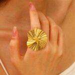 Golden Ripple Statement Ring