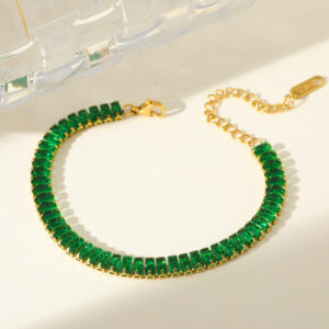 Verdant Emerald Baguette Tennis Bracelet