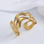 Gilded Wave Sculptural Cuff
