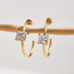 Solitaire Crystal Hoop Earrings