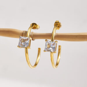 Solitaire Crystal Hoop Earrings