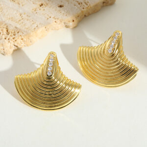 Gilded Fan Pavé Studs
