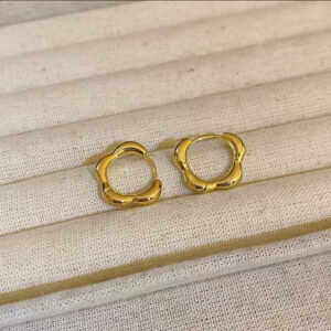 Golden Petal Huggie Hoops