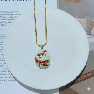 Dragonfly Garden Enamel Pendant