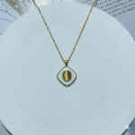Vintage Gilded Oval Gem Necklace